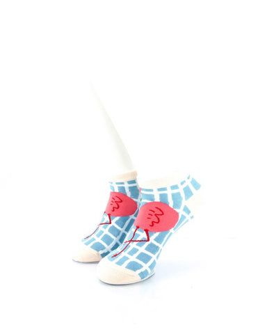 cooldesocks pink flamingos checkered liner socks front view image
