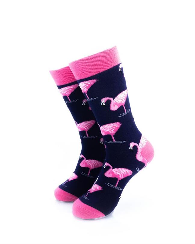 cooldesocks pink flamingos crew socks front view image