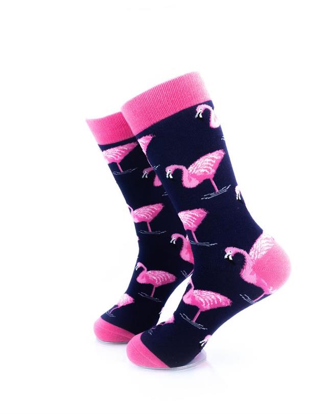 cooldesocks pink flamingos crew socks left view image