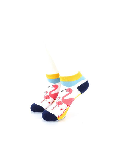 cooldesocks pink flamingos party liner socks front view image