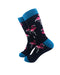 cooldesocks pink flamingos teal blue crew socks left view image