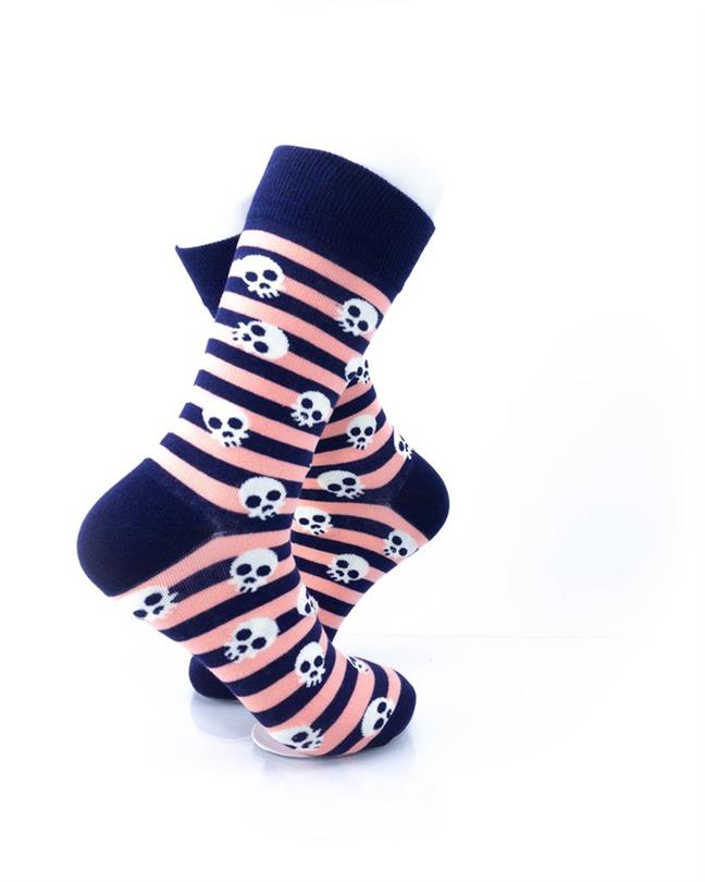 cooldesocks pink stripes skulls crew socks right view image