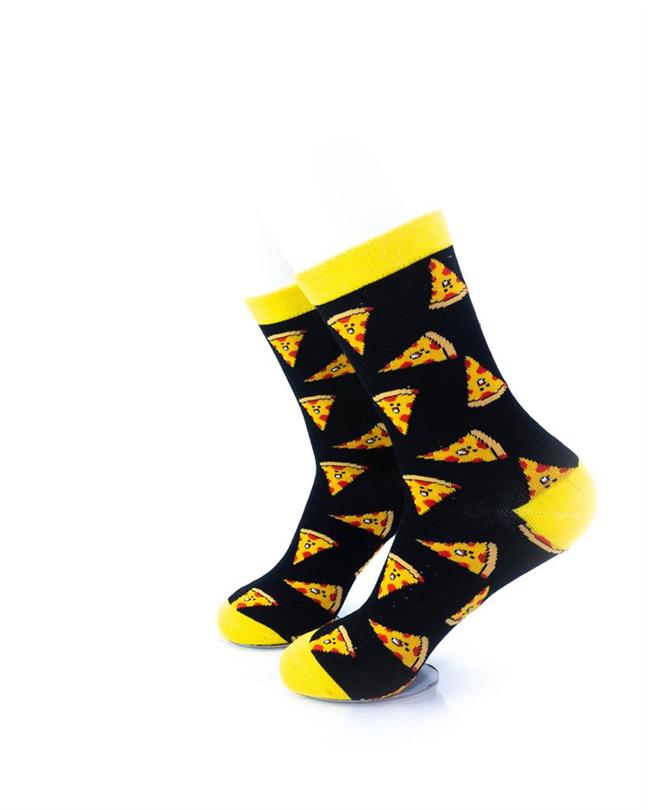 cooldesocks pizza black yellow quarter socks left view image