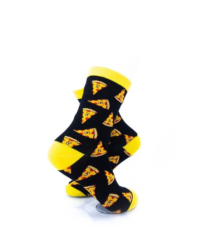 cooldesocks pizza black yellow quarter socks right view image