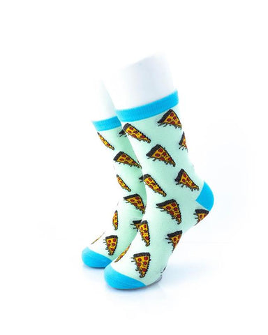 cooldesocks pizza light green blue quarter socks front view image