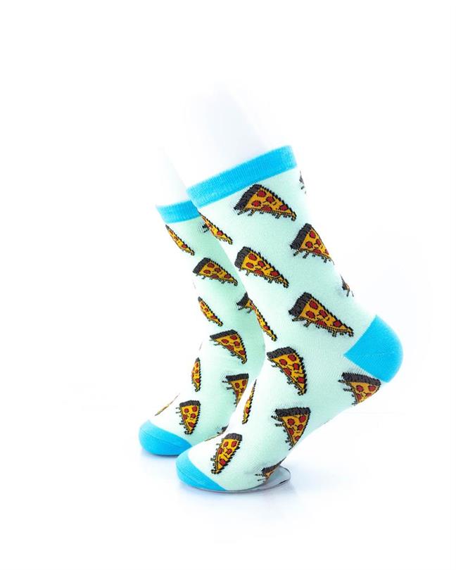 cooldesocks pizza light green blue quarter socks left view image