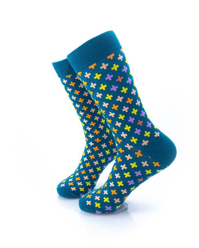cooldesocks plus sign teal crew socks left view image