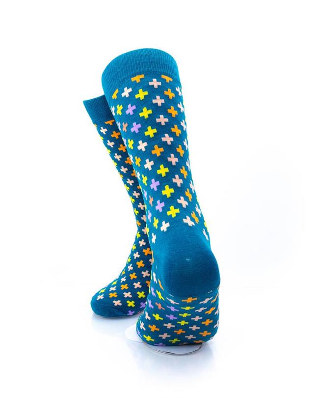 cooldesocks plus sign teal crew socks rear view image