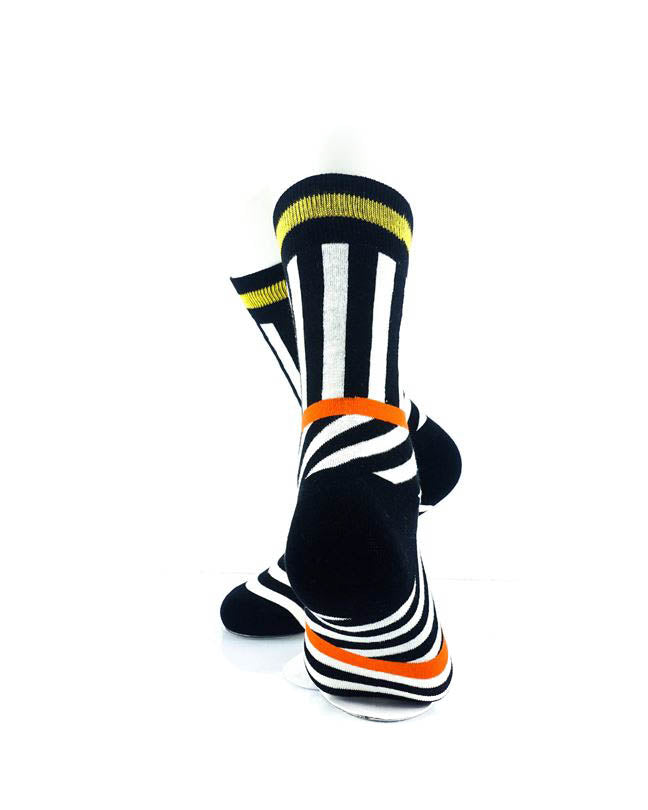 cooldesocks psychedelic bw orange gold quarter socks rear view image