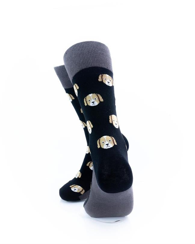 cooldesocks puppy print crew socks rear view image