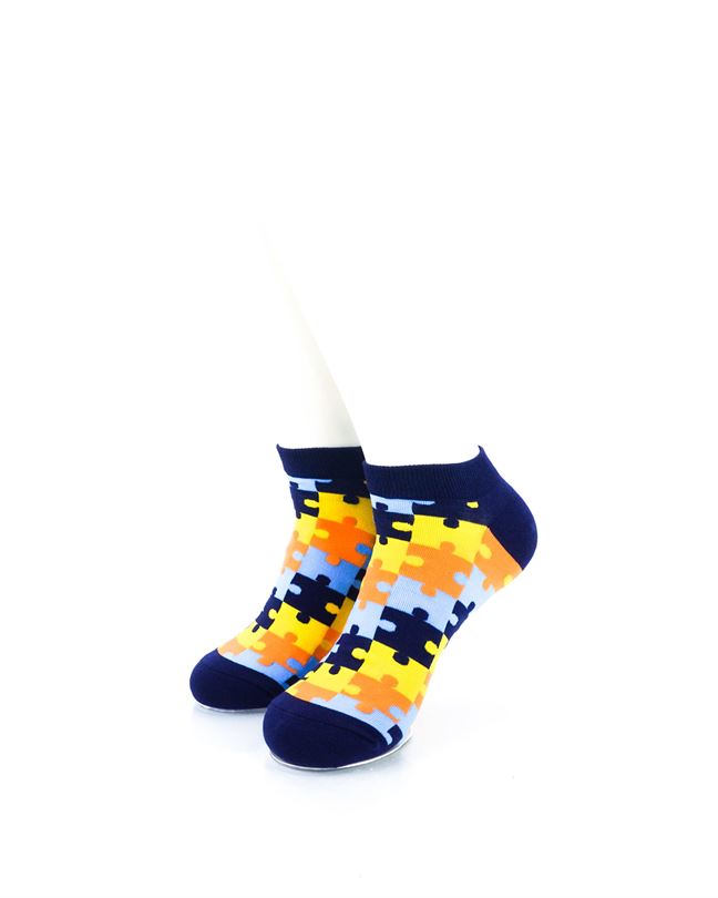 cooldesocks puzzle blue ankle socks front view image