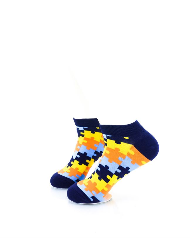 cooldesocks puzzle blue ankle socks left view image