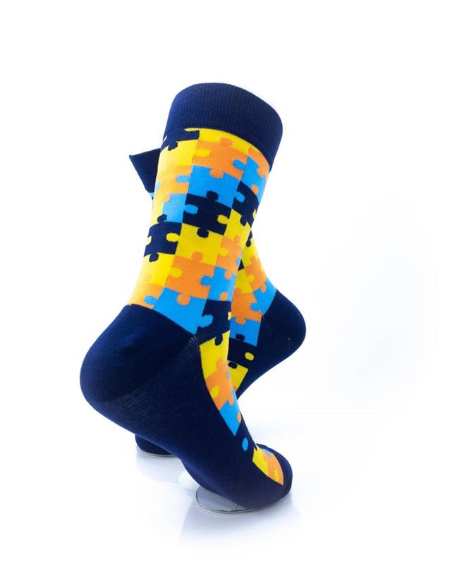 cooldesocks puzzle blue crew socks right view image