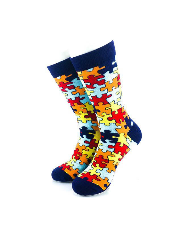 cooldesocks puzzle colorful crew socks front view image