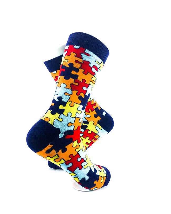 cooldesocks puzzle colorful crew socks right view image