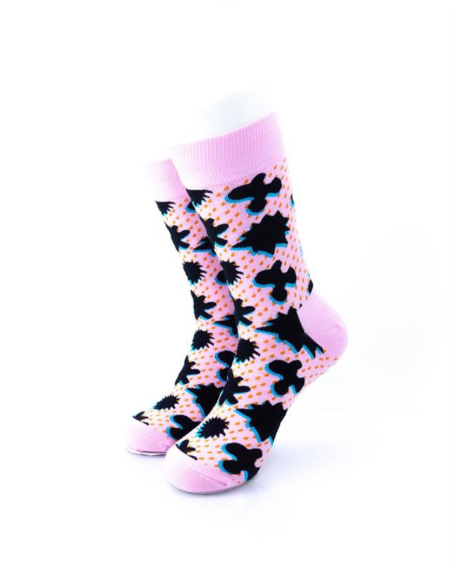 cooldesocks puzzle pieces pink crew socks front view image
