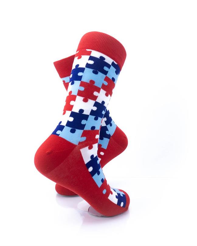 cooldesocks puzzle red crew socks right view image