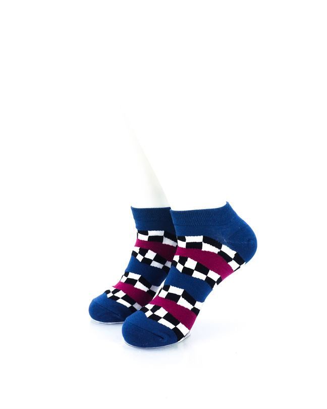 cooldesocks racing flag blue ankle socks front view image