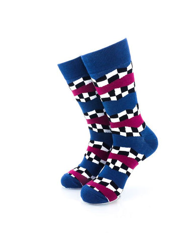 cooldesocks racing flag blue crew socks front view image