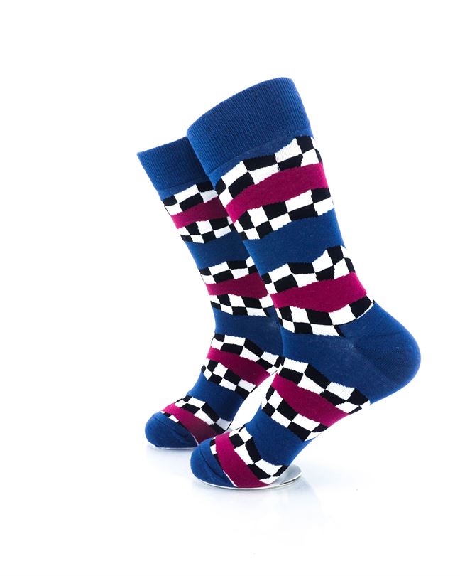 cooldesocks racing flag blue crew socks left view image