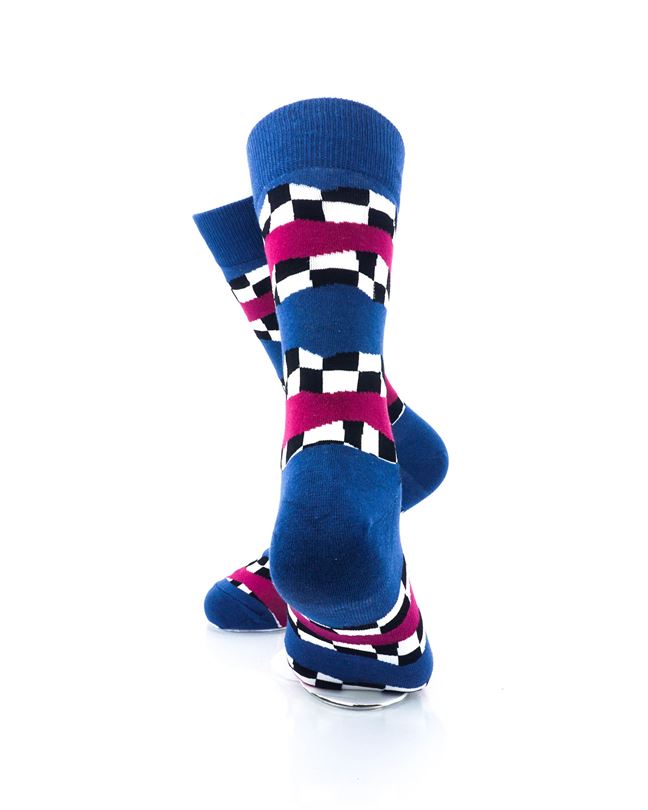cooldesocks racing flag blue crew socks rear view image