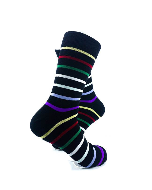 cooldesocks rainbow stripes crew socks right view image