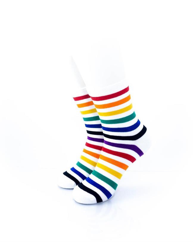 cooldesocks rainbow white quarter socks front view image