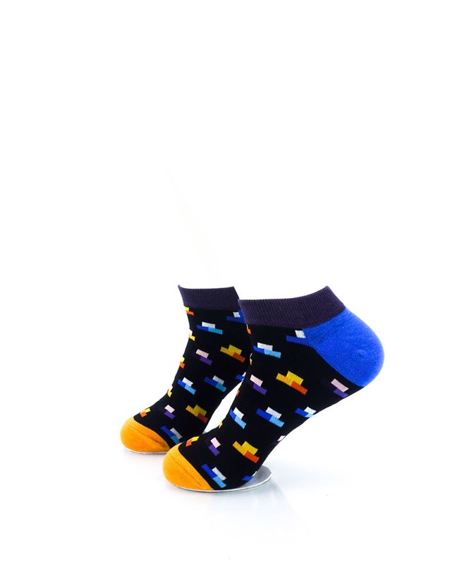 cooldesocks rectangle mosaic black ankle socks left view image