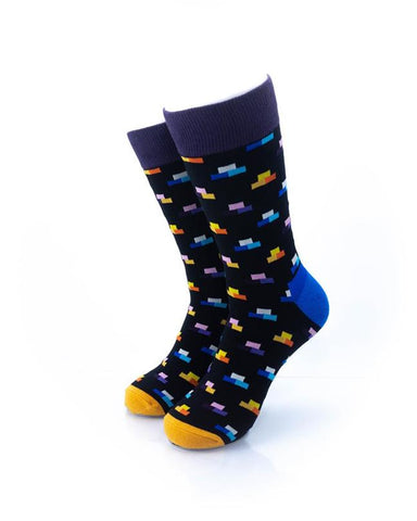 cooldesocks rectangle mosaic black crew socks front view image