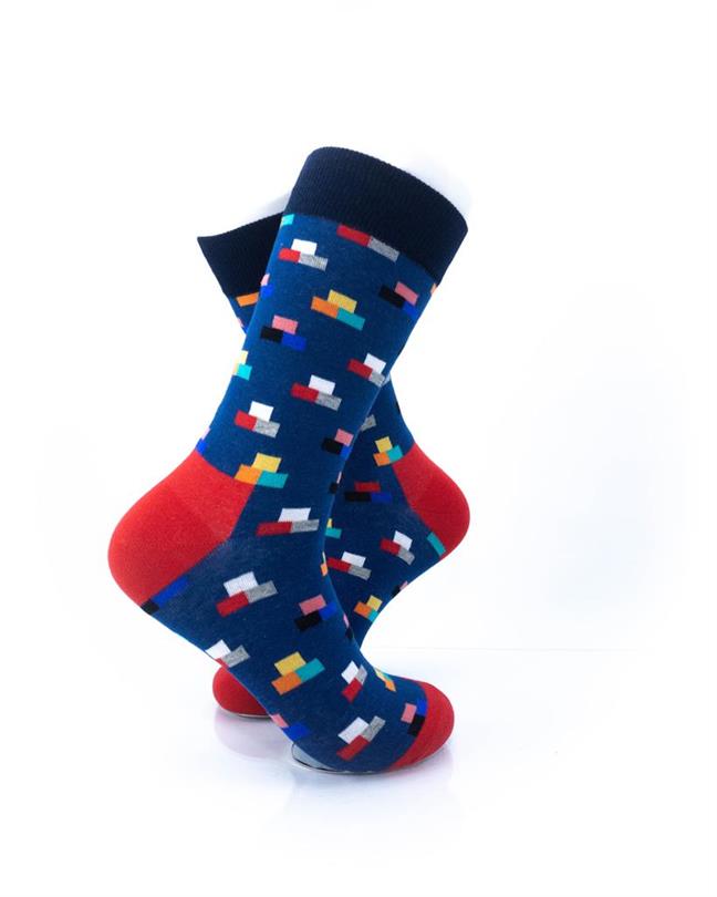 cooldesocks rectangle mosaic blue crew socks right view image