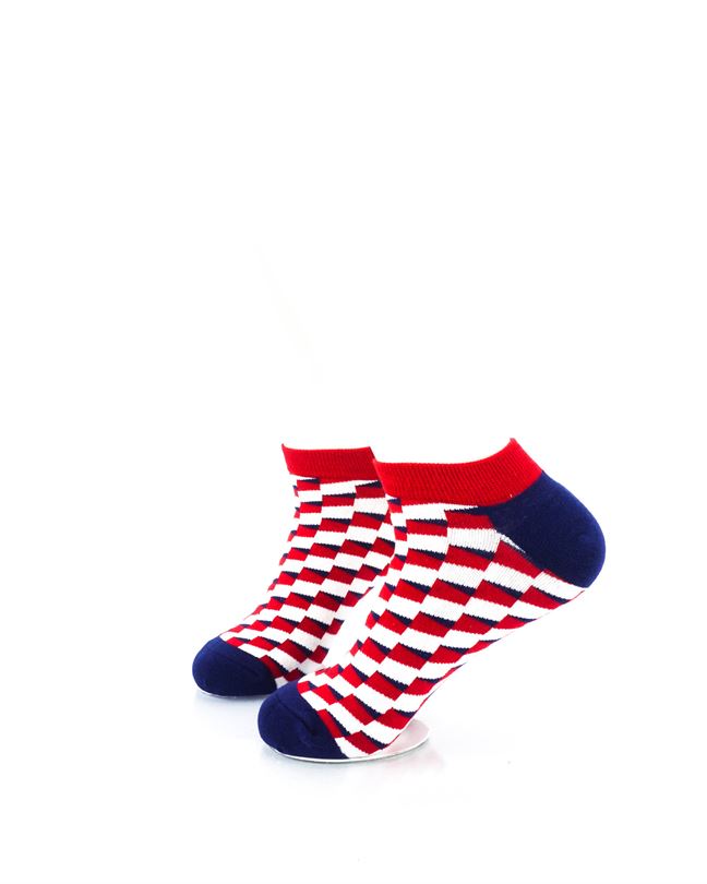 cooldesocks red blue white bricks ankle socks left view image