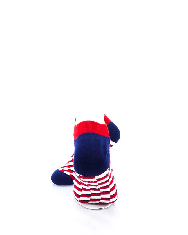 cooldesocks red blue white bricks ankle socks rear view image
