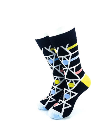 cooldesocks retro geometry crew socks front view image