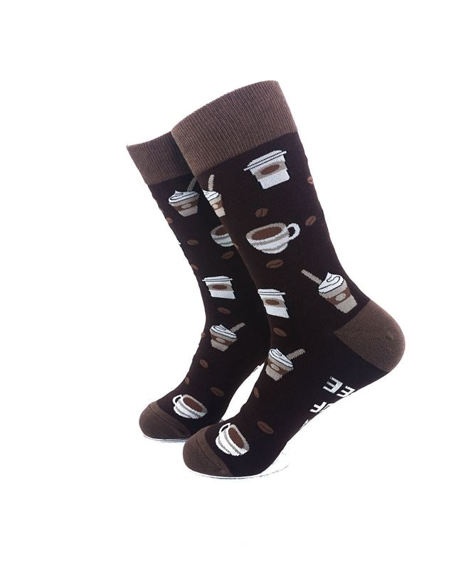 cooldesocks say bring me a cup of coffe crew socks left view image