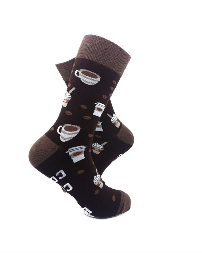 cooldesocks say bring me a cup of coffe crew socks right view image