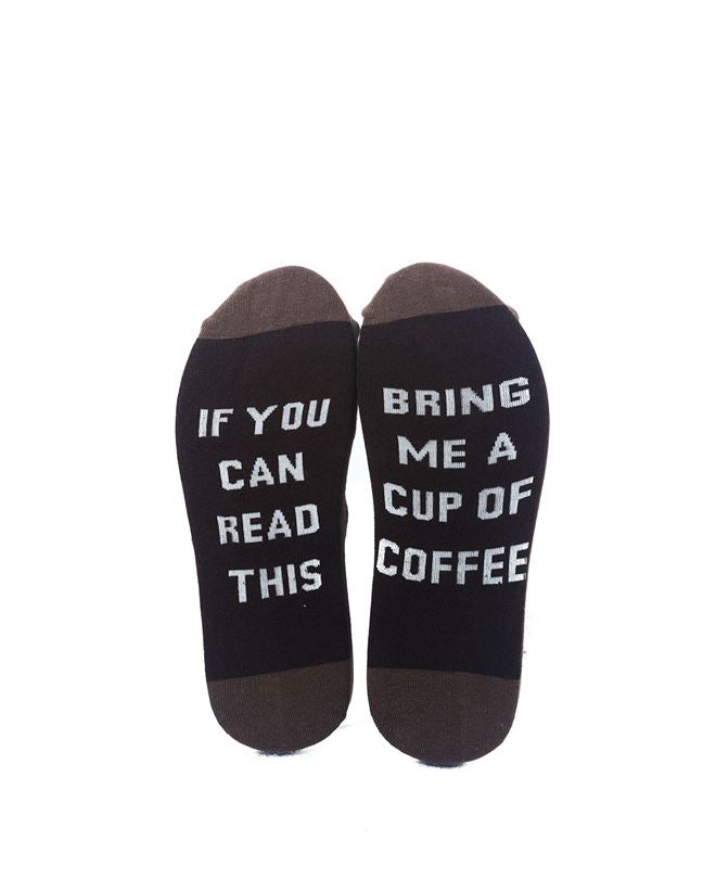 cooldesocks say bring me a cup of coffe crew socks sole view image