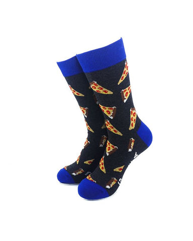 cooldesocks say bring me some pizza crew socks front view image