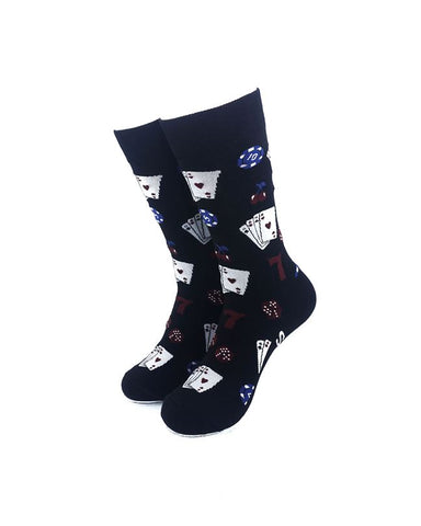 cooldesocks say keep calm play cards crew socks front view image