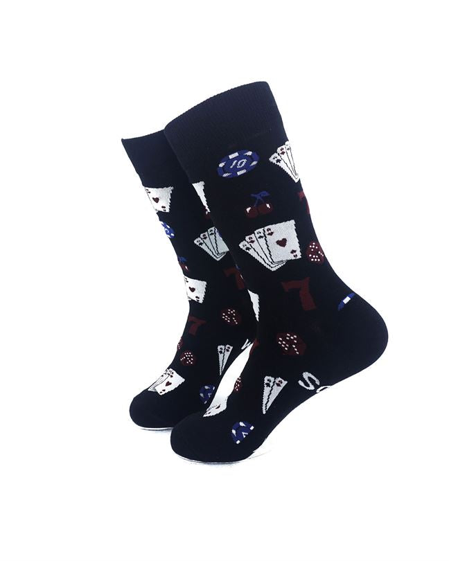 cooldesocks say keep calm play cards crew socks left view image