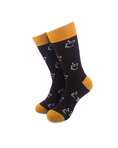 cooldesocks say please bring me coffee crew socks front view image