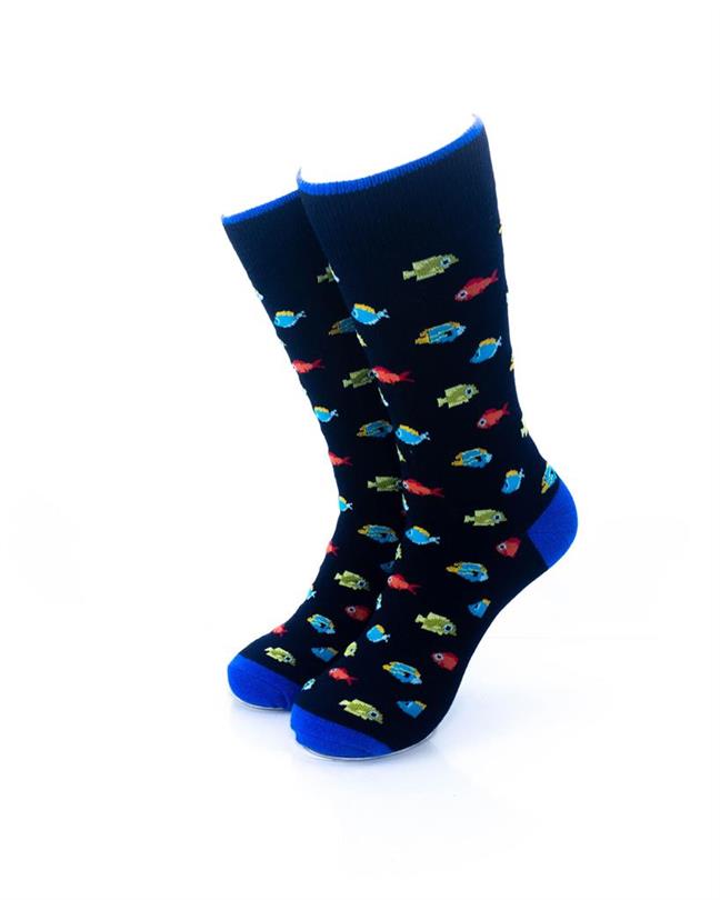 cooldesocks sea fishes small pattern crew socks front view image