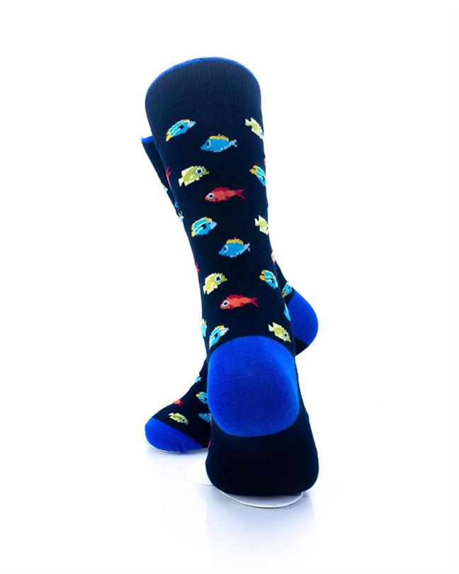 cooldesocks sea fishes small pattern crew socks rear view image