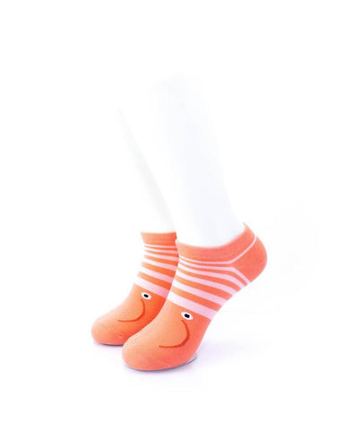cooldesocks shrimp smile ankle socks front view image