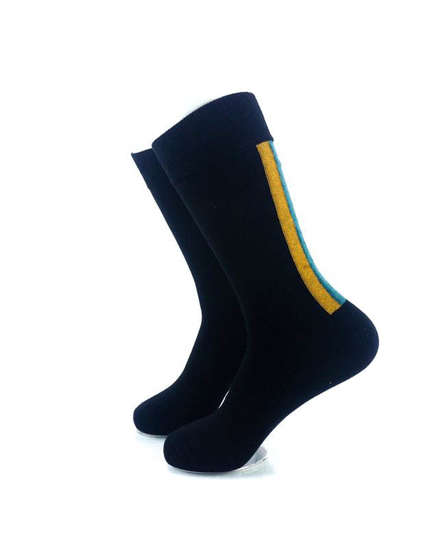 cooldesocks simple stripe black green crew socks left view image