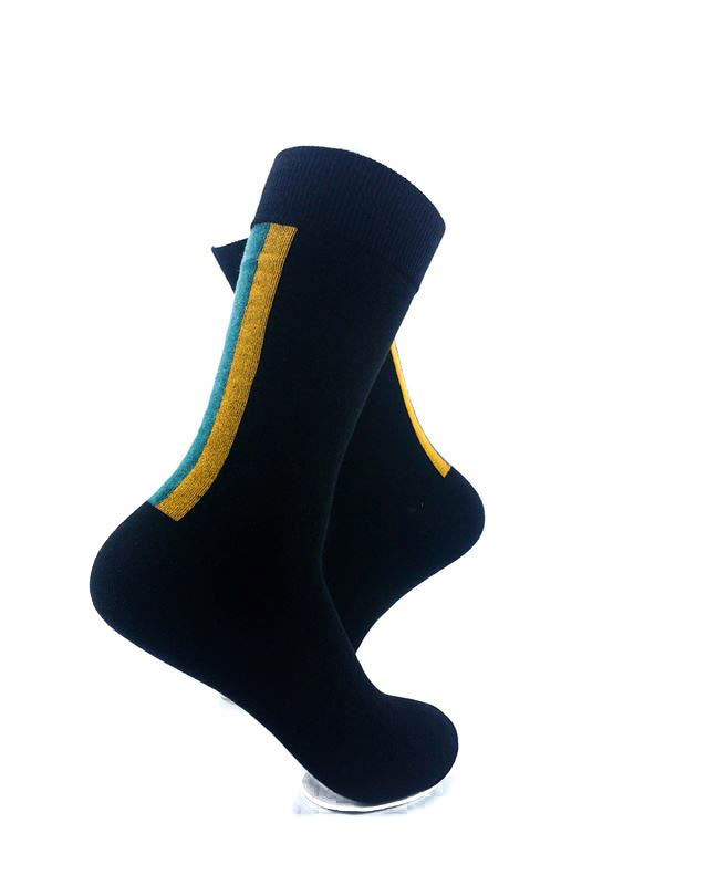 cooldesocks simple stripe black green crew socks right view image