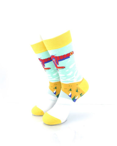 cooldesocks ski resort crew socks front view image