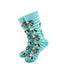 cooldesocks smilling bulldog green stripes crew socks front view image