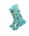 cooldesocks smilling bulldog green stripes crew socks left view image