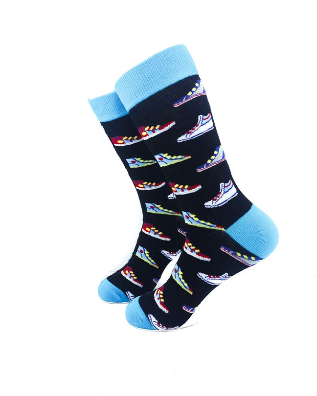 cooldesocks sneakers blue crew socks left view image