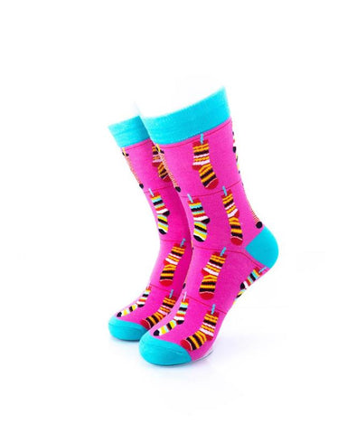 cooldesocks socks pink crew socks front view image